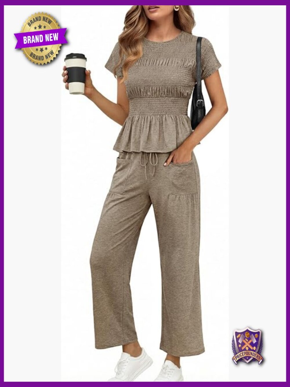 2 Piece Smocked Top & Wide Leg Pants Set Lounge Outfit